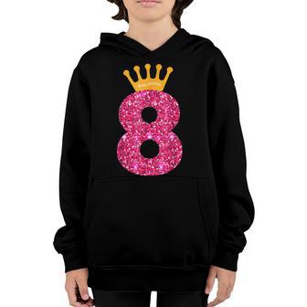 Happy Birthday Girls 8Th Party 8 Years Old Bday Youth Hoodie - Thegiftio UK