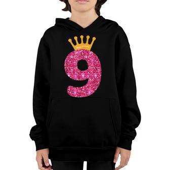Happy Birthday Girls 9Th Party 9 Years Old Bday Youth Hoodie - Thegiftio UK