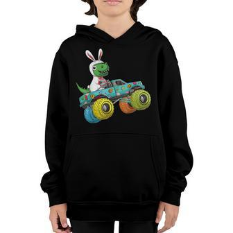 Happy Easter Monster Truck Trex Dinosaur Bunny Costume Kids Youth Hoodie | Mazezy