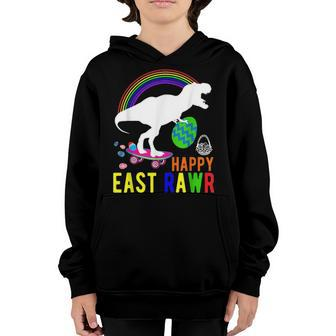 Happy Eastrawr Funny Bunny T Rex Dinosaur Easter Egg Kids Youth Hoodie - Seseable
