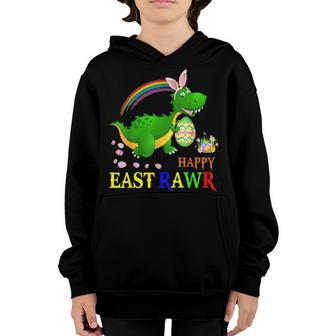 Happy Eastrawr T Rex Dinosaur Easter Bunny Egg Kids Boys Youth Hoodie - Seseable