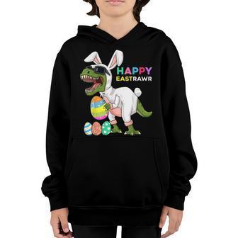 Happy Eastrawr T Rex Easter Bunny Dinosaur Eggs Boys Kids Youth Hoodie - Seseable
