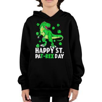 Happy St Pat Rex Dinosaur Saint Patricks Day For Boys Girls Youth Hoodie - Seseable