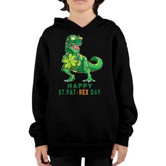 Happy St Pat Rex Dinosaur St Patricks Day For Boys Girls Youth Hoodie - Seseable