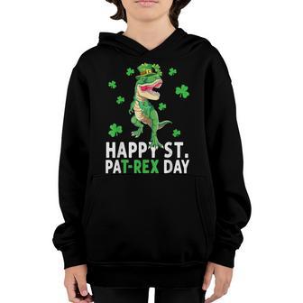 Happy St Pat T Rex Saint Patricks Day Dinosaur Boys Kids Youth Hoodie - Thegiftio UK