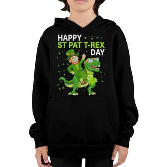 Happy St Pat Trex Day Dino St Patricks Day Kids Toddler Boys Youth Hoodie - Seseable