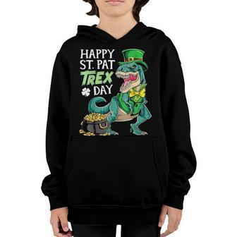 Happy St Pat Trex Patricks Day Boys Kids Men Dinosaur T Rex Youth Hoodie - Seseable