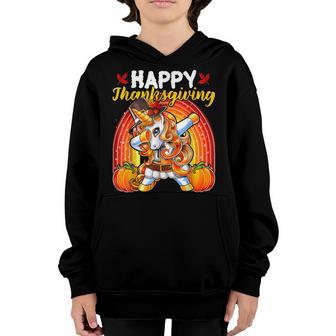 Happy Thanksgiving Dabbing Unicorn Pilgrim Costume Girls Youth Hoodie - Thegiftio UK