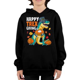 Happy Thanksgiving Dinosaur Boys T Rex Pumpkin Pie Toddler Youth Hoodie - Thegiftio UK