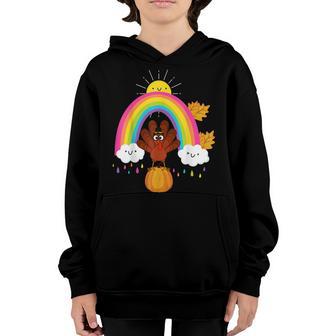 Happy Thanksgiving Turkey Rainbow Fall Toddler Boys Girls Youth Hoodie - Thegiftio UK