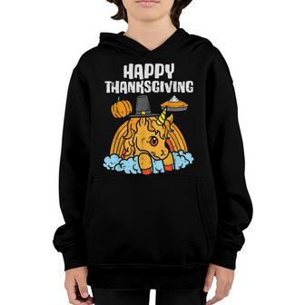 Happy Thanksgiving Unicorn Pilgrim Toddler Girls Kids Youth Hoodie - Thegiftio UK