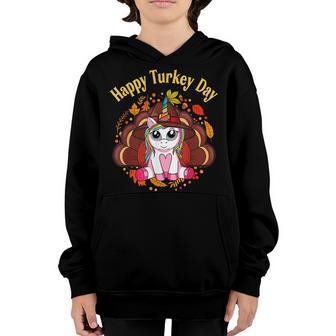 Happy Turkey Day Unicorn Thanksgiving Girls Kids Toddler V2 Youth Hoodie - Thegiftio UK