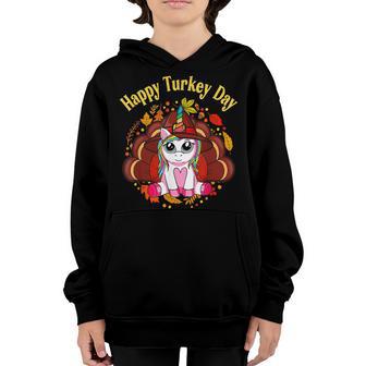 Happy Turkey Day Unicorn Thanksgiving Girls Kids Toddler Youth Hoodie - Thegiftio UK