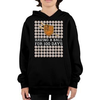 Having A Ball For 100 Days Baseball Kids Boy Smarter School Youth Hoodie - Thegiftio UK
