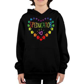 Heart 100Th Day Of School Sped Teacher Autism Awareness Youth Hoodie - Thegiftio UK