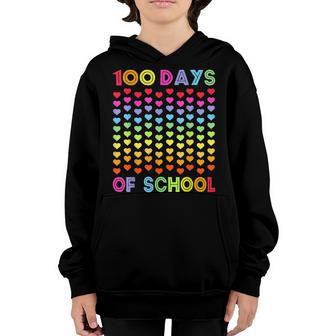 Heart Love 100 Days Of School Teacher Boy Girl Gift V2 Youth Hoodie - Thegiftio UK
