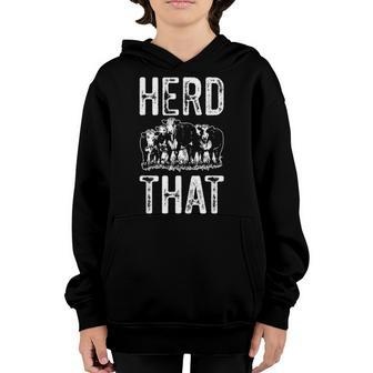 Herd That Funny Cows Cowboy Dad Joke Fathers Day Gift Youth Hoodie - Seseable