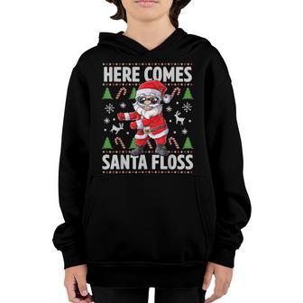 Here Comes Santa Floss Ugly Christmas Boys Kids Men Flossing Youth Hoodie - Thegiftio UK