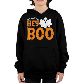 Hey Boo Funny Halloween Pun Ghost Spooky Toddler Boy Girl Youth Hoodie - Thegiftio UK