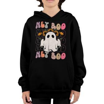 Hey Boo Funny Scary Ghost Halloween Spooky Season Women Kid V2 Youth Hoodie - Thegiftio UK