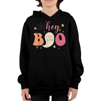 Hey Boo Funny Scary Ghost Halloween Spooky Season Women Kid Youth Hoodie - Thegiftio UK