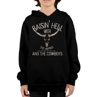 Hippies And Cowboys Western Cowhide Cowgirls Youth Hoodie | Mazezy