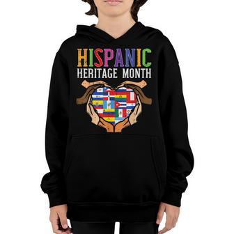 Hispanic Heritage Month Hands Heart Flags Men Women Kids V2 Youth Hoodie - Thegiftio UK