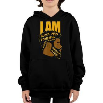 I Am Black King Powerful Leader Black History Month Dad Boys Youth Hoodie - Seseable