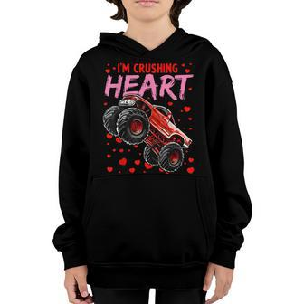 I Crush Hearts Monster Truck Toddler Boys Valentines Day V2 Youth Hoodie - Seseable