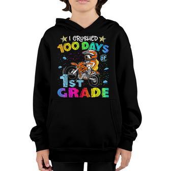 I Crushed 100 Days Of 1St Grade Dirt Bike Backpack For Boys Youth Hoodie - Thegiftio UK