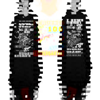 I Crushed 100 Days Of Kindergarten 100Th Day School Monster Youth Hoodie - Thegiftio