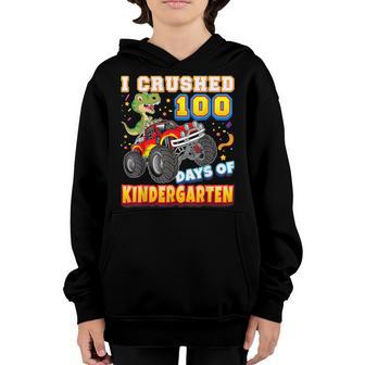 I Crushed 100 Days Of Kindergarten 100Th Day School Monster Youth Hoodie - Thegiftio UK