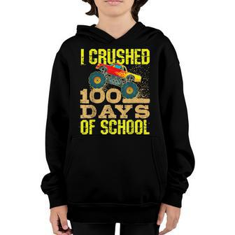 I Crushed 100 Days Of School Boys Monster Truck Cute Youth Hoodie - Seseable