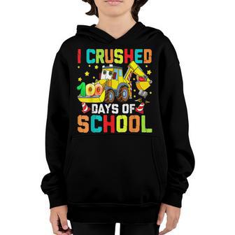 I Crushed 100 Days Of School Construction Excavator Boys Youth Hoodie - Thegiftio UK