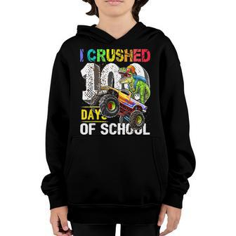 I Crushed 100 Days Of School Dinosaur Monster Truck Gift Boy V2 Youth Hoodie - Seseable