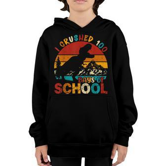 I Crushed 100 Days Of School Dinosaur T Rex Gifts Boys Kids Youth Hoodie - Seseable