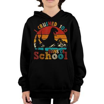 I Crushed 100 Days Of School Funny Dinosaur T Rex Boys Kids V2 Youth Hoodie - Seseable