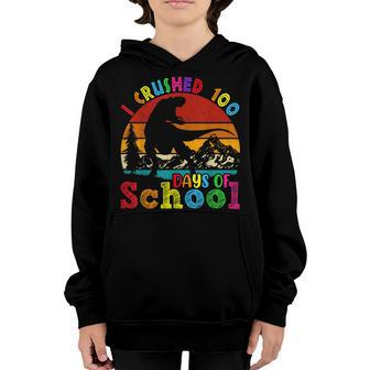 I Crushed 100 Days Of School Funny Dinosaur T Rex Boys Kids Youth Hoodie - Seseable