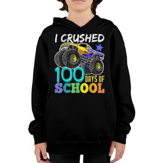 I Crushed 100 Days Of School Monster Truck Boys V2 Youth Hoodie - Thegiftio UK