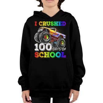 I Crushed 100 Days Of School Monster Truck For Boys V3 Youth Hoodie - Thegiftio UK