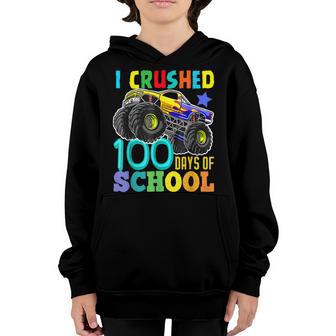 I Crushed 100 Days Of School Monster Truck For Boys Youth Hoodie - Thegiftio UK