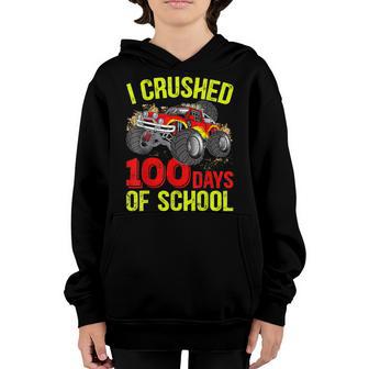 I Crushed 100 Days Of School Monster Truck Kids Boys Youth Hoodie - Thegiftio UK