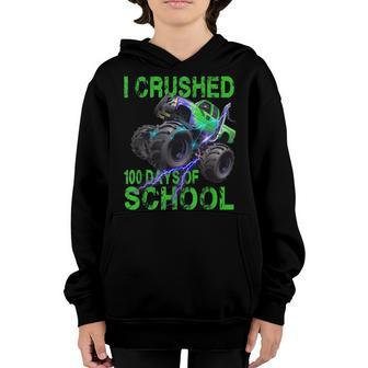 I Crushed 100 Days Of School Monster Truck Kids Boys Youth Hoodie | Mazezy UK