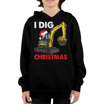 I Dig Christmas Excavator Xmas Pjs Christmas Kids Pajamas V2 Youth Hoodie - Thegiftio UK