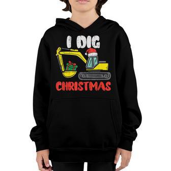 I Dig Christmas Excavator Xmas Toddler Boys Kids Pajamas Youth Hoodie - Thegiftio UK