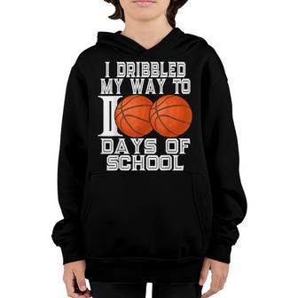 I Dribbled My Way To 100 Days Of School Basketball For Kids Youth Hoodie - Thegiftio UK