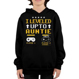 I Leveled Up To Auntie 2023 First Time Aunt 2023 Video Game Youth Hoodie - Thegiftio UK