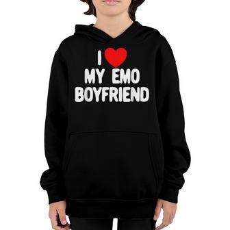 I Love My Emo Boyfriend Red Heart I Love My Emo Boyfriend Youth Hoodie - Thegiftio UK