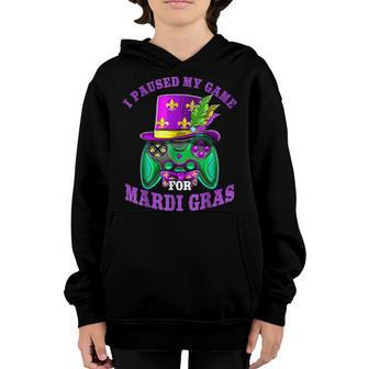 I Paused My Game For Mardi Gras Carnival Video Game Kids Boy Youth Hoodie - Seseable