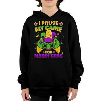 I Paused My Game For Mardi Gras Gamer Gaming Kids Boy Funny Youth Hoodie - Seseable